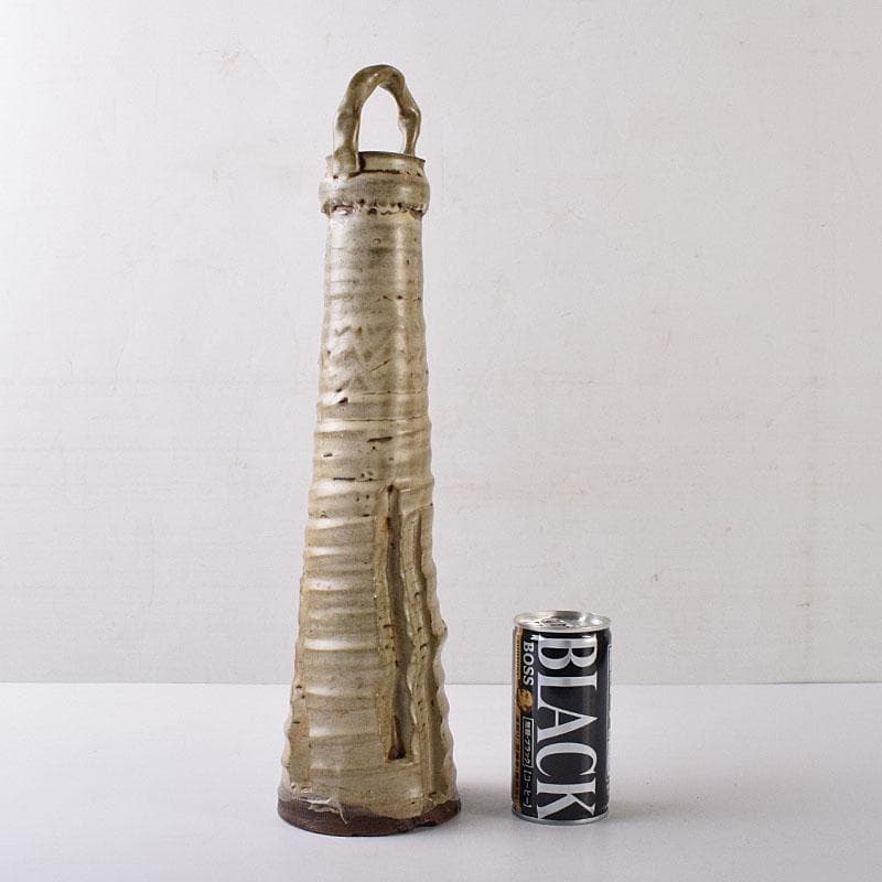 薩摩焼　古薩摩　大へら持ち手付　細長花生　花瓶　時代箱　M　R8727