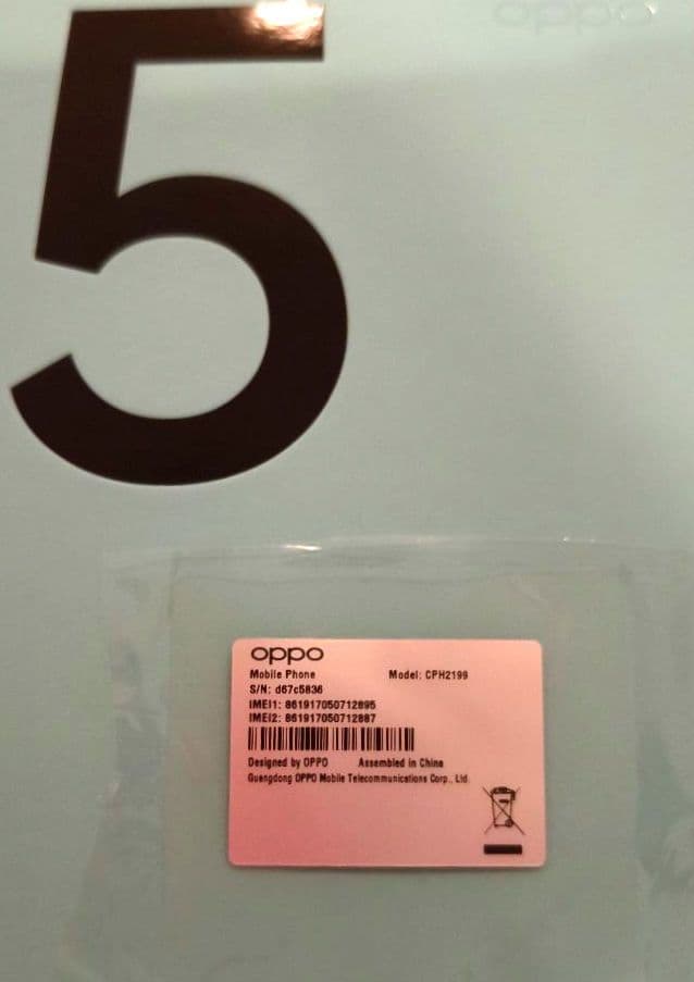 OPPO Reno5 A 5G 本体 元箱 購入時付属品他透明ケース付き