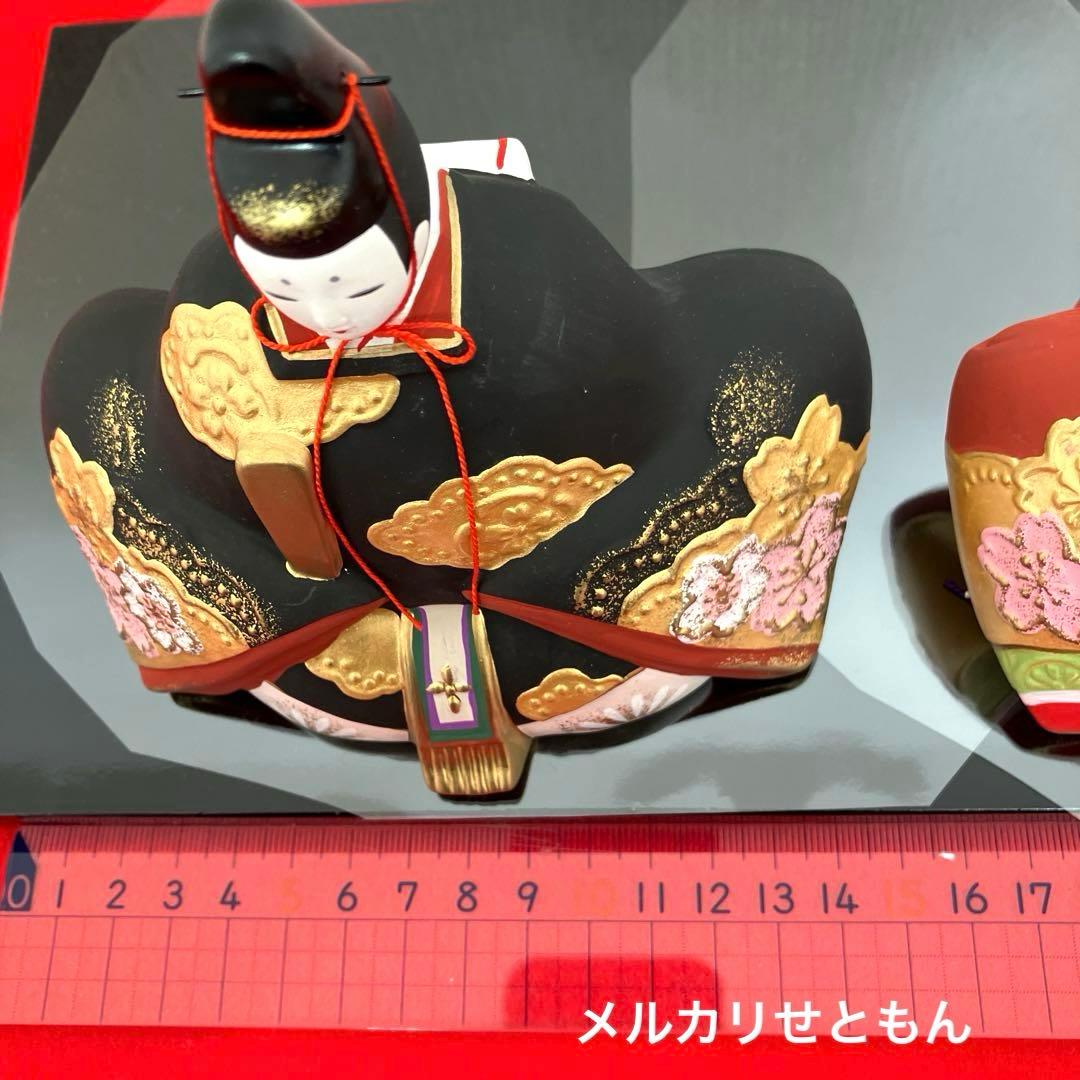 【新品未使用】薬師窯　雛祭り　雛人形　錦彩　 親王桜びな （蒔絵屏風付）