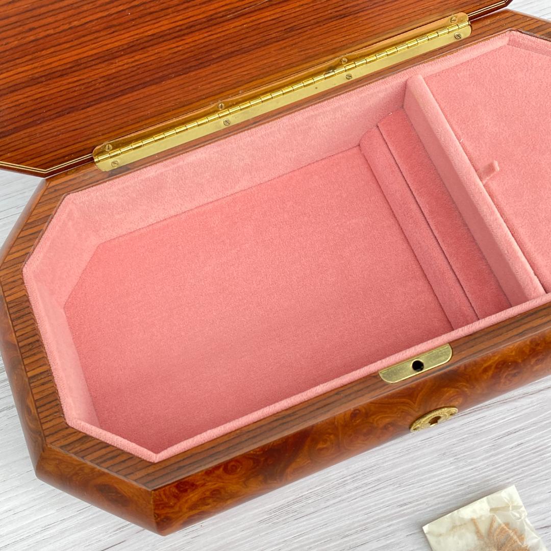 ◆新品同様◎REUGE リュージュ 小物入れオルゴール 象嵌細工 鍵付き