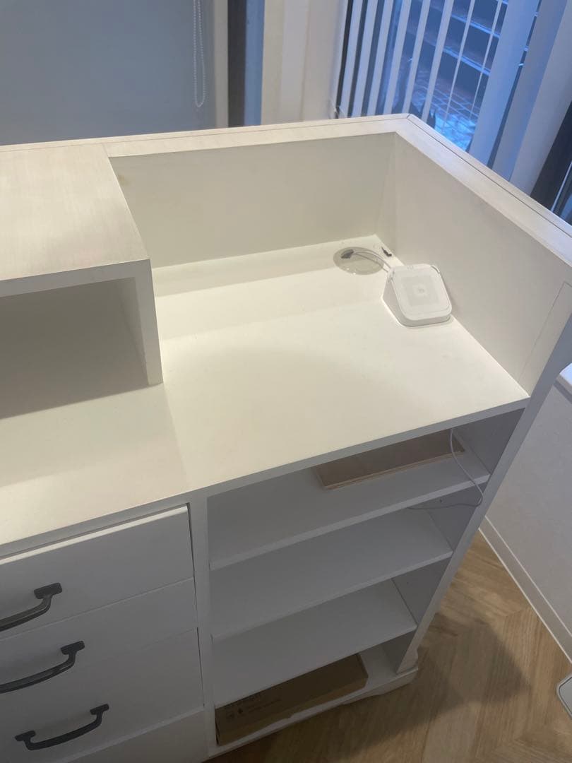 【poteko】サロン受付ホワイト木製クラシック収納家具　店舗用カウンター