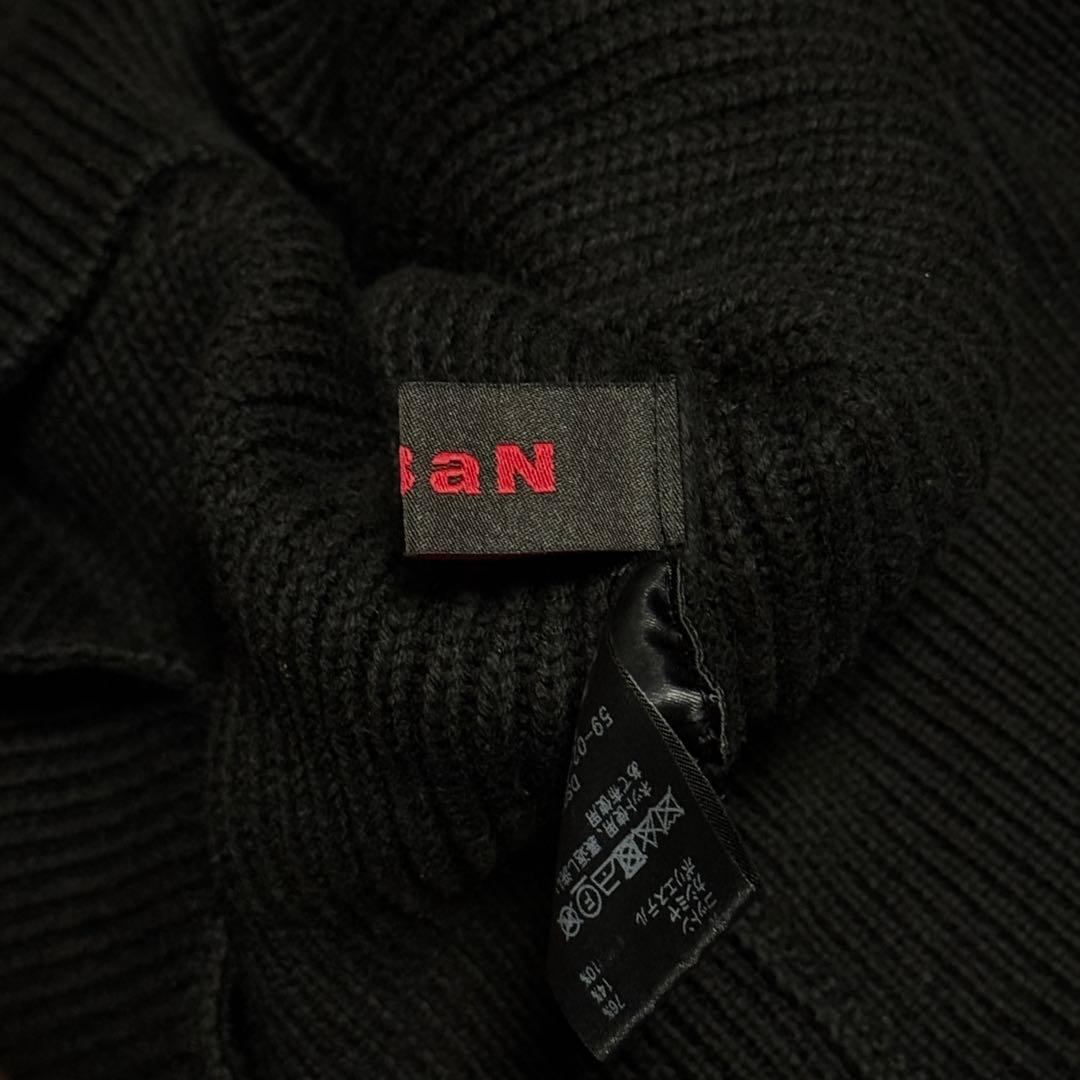 CABaN コットンカシミヤアゼ ハイネックプルオーバー ブラック メンズ L