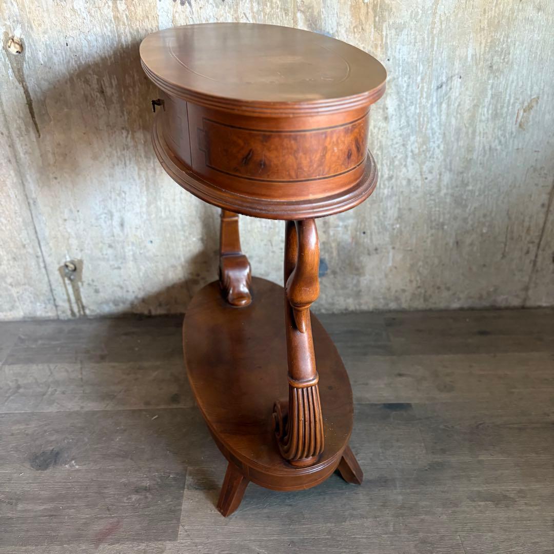 英国　白鳥モチーフ　オーバルコンソール　ウォルナット