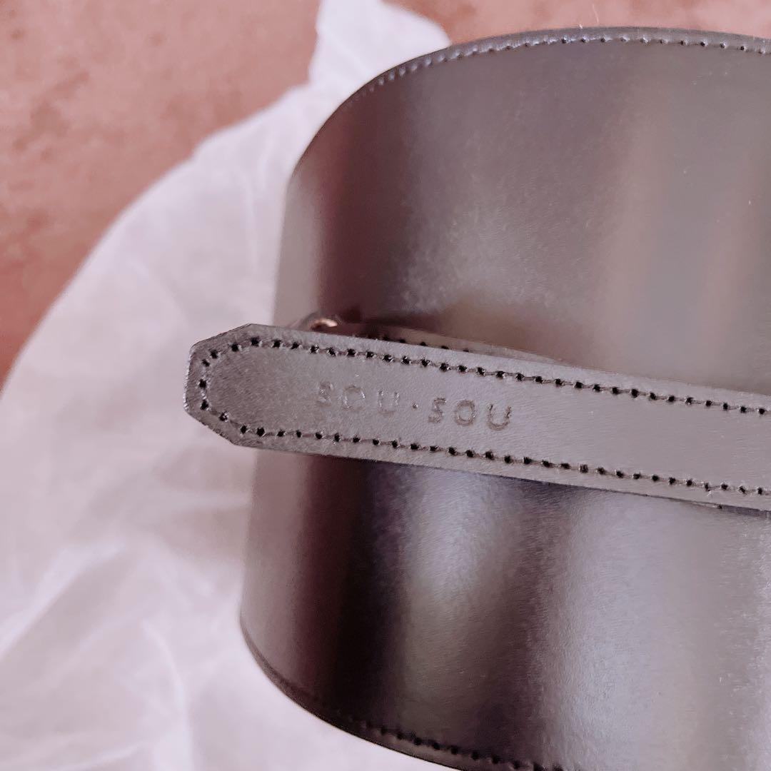 黒いレザー幅広ベルトSOUSOU