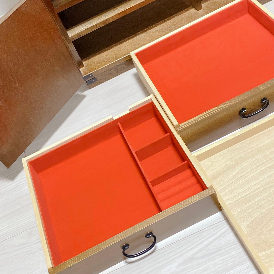 希少 からくり 箪笥 民芸調 隠し 収納多数 昭和レトロ 職人仕上げ 鍵付き