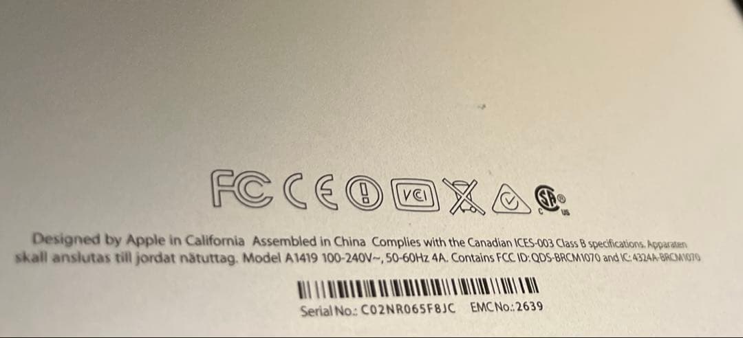 Apple iMac 27インチ A1419 メモリ 16GB GTX 775M