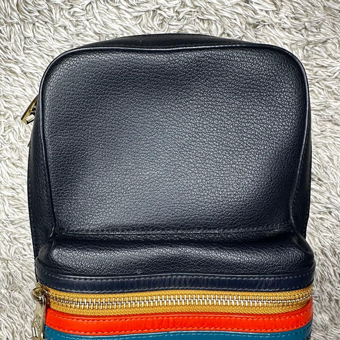 【極美品】ポールスミス　ショルダーバッグ マルチストライプ　ネイビー　レザー