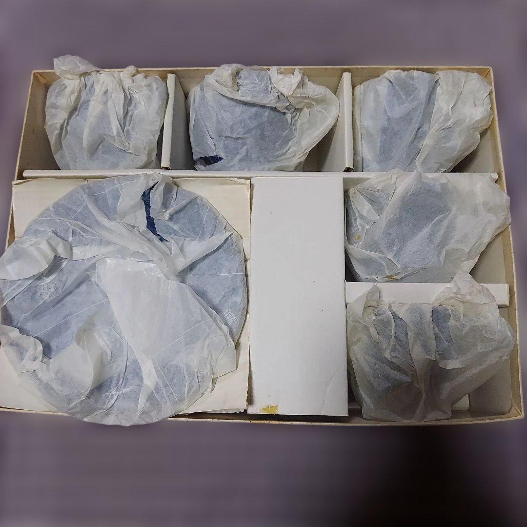 龍峰窯 ねじり祥瑞碗皿揃 三洋陶器 染付 カップ＆ソーサー5客セット未使用品