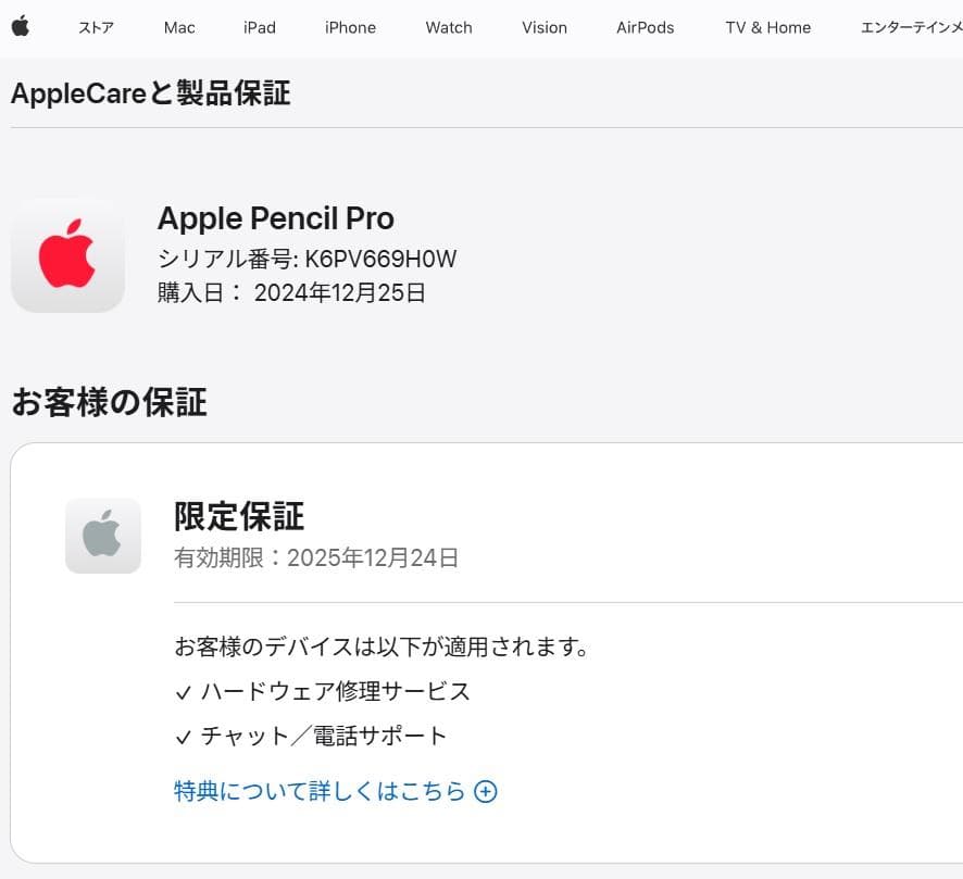 【美品】Apple Pencil Pro 純正 A2538 保証有