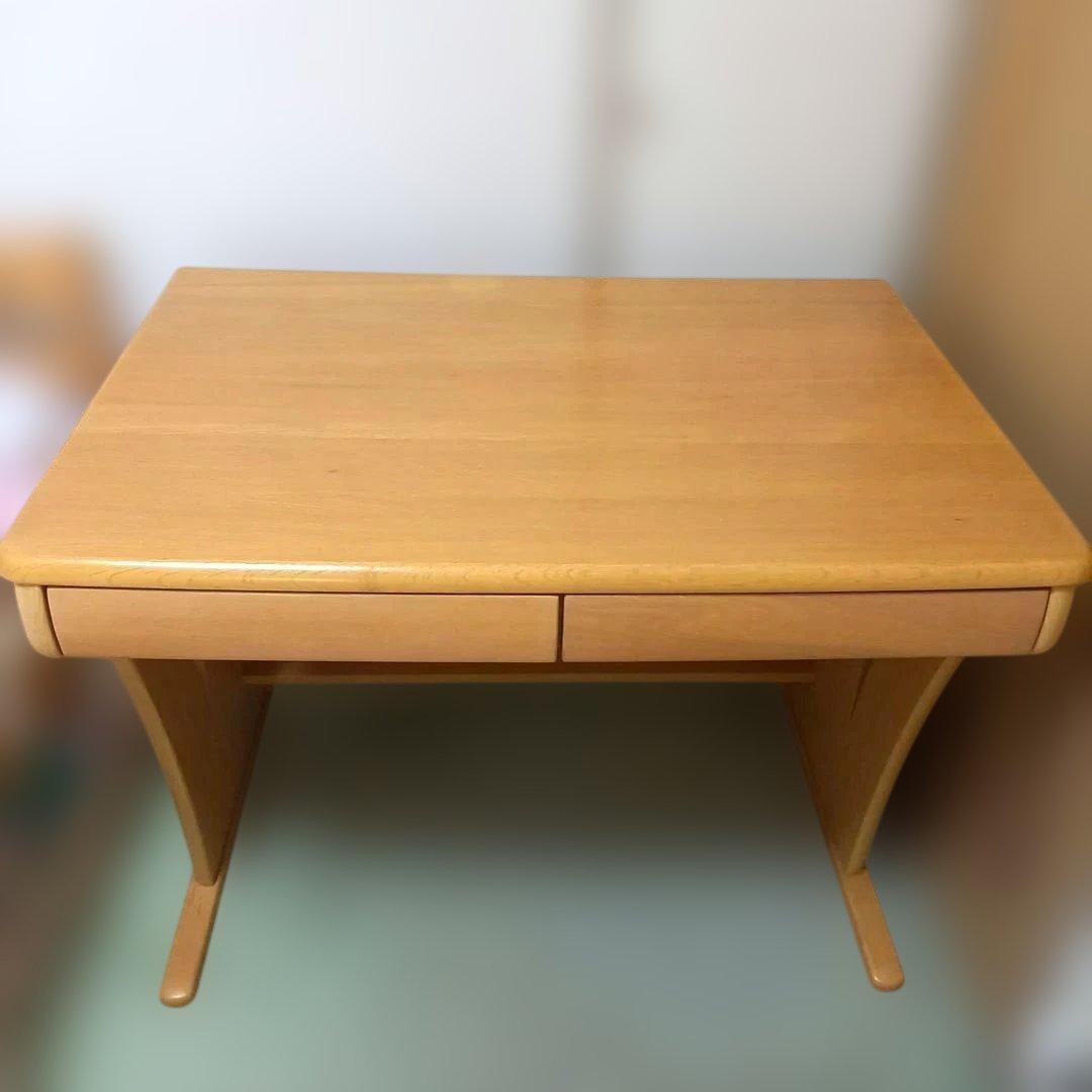 学習机　木製デスク　引き出し付き　照明付き　送料込み　ナチュラルブラウン