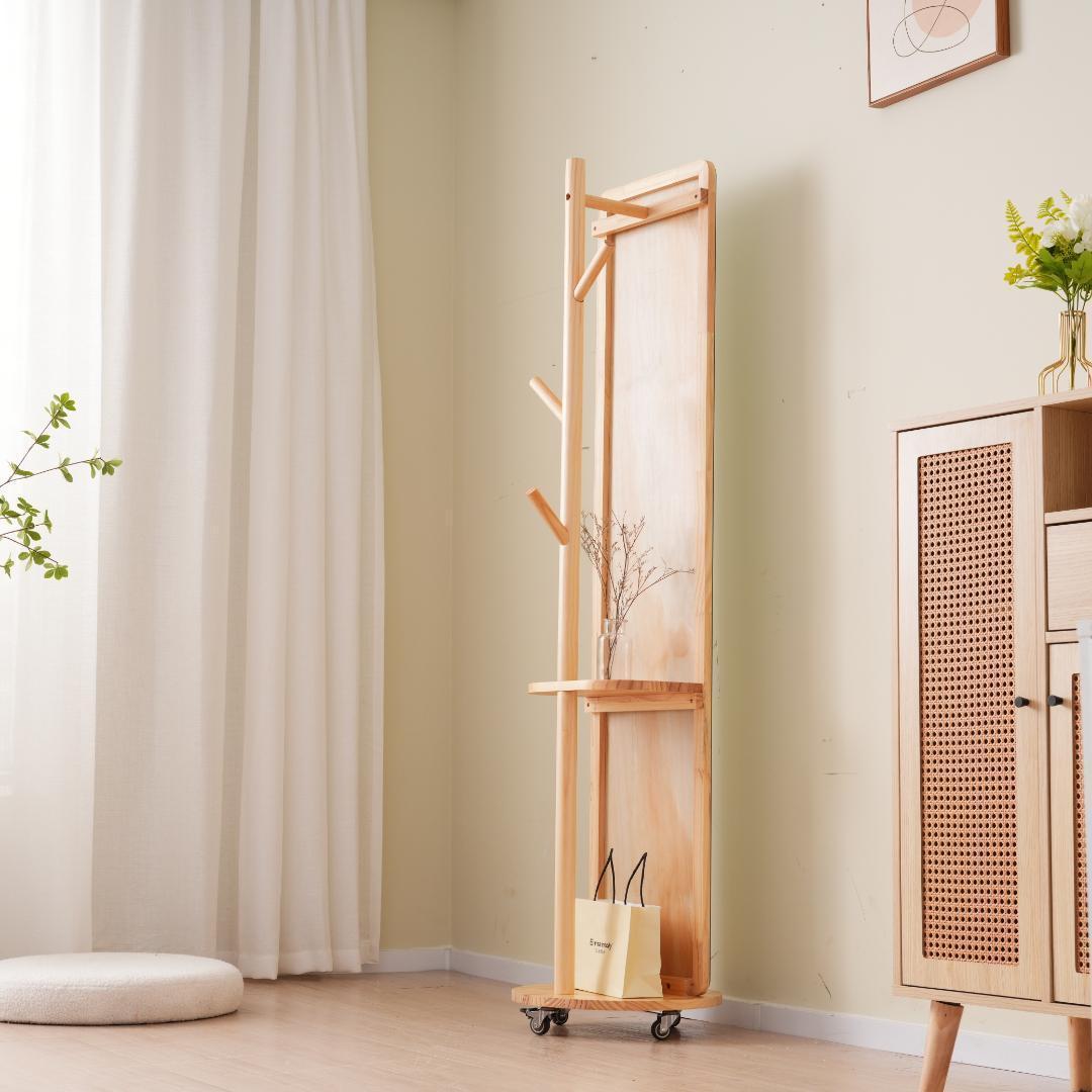 鏡 姿見 玄関全身おしゃれ ハンガーラック収納スタンド回転 DIY 自撮り鏡鏡