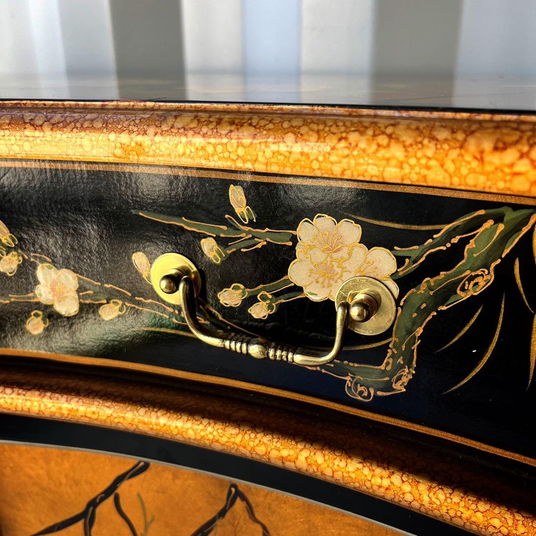 取付無料！中国美術 シノワズリ おしゃれアンティークサイドチェスト 花柄箪笥✨