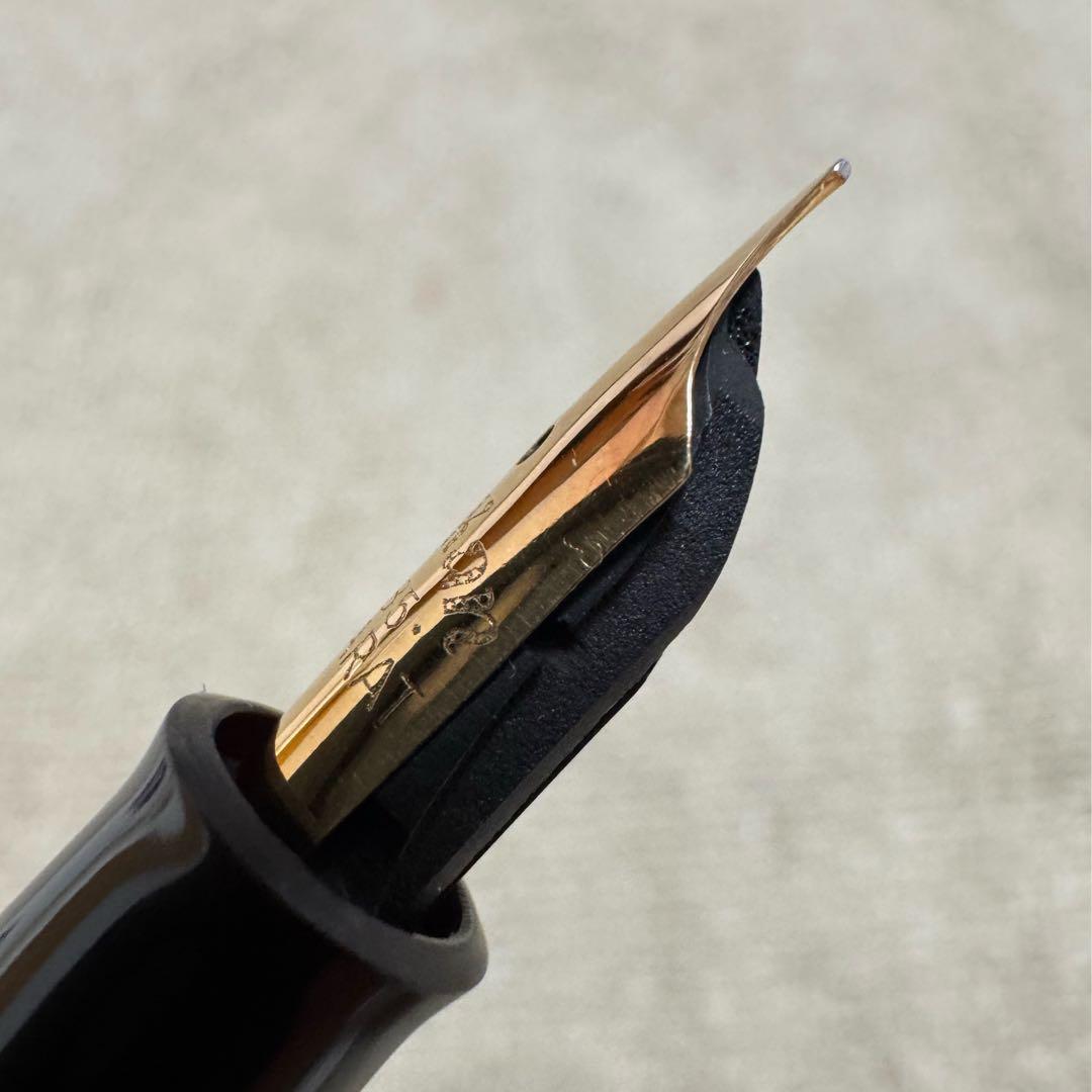 【美品】ペリカン万年筆　#400 茶縞　14K -585 M