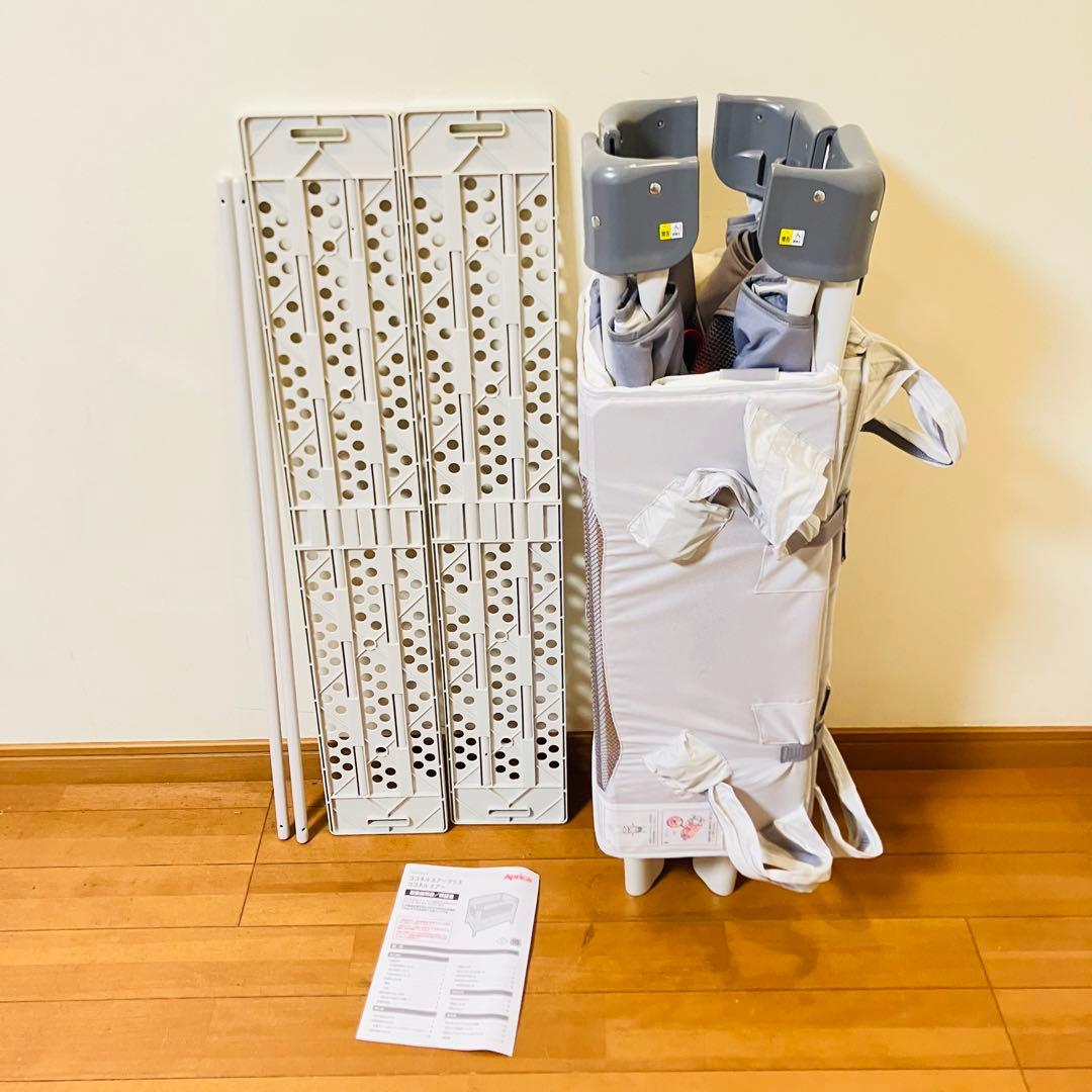 【極美品・付属品完備】アップリカ ココネルエアーABベビーベッド グレーベアー
