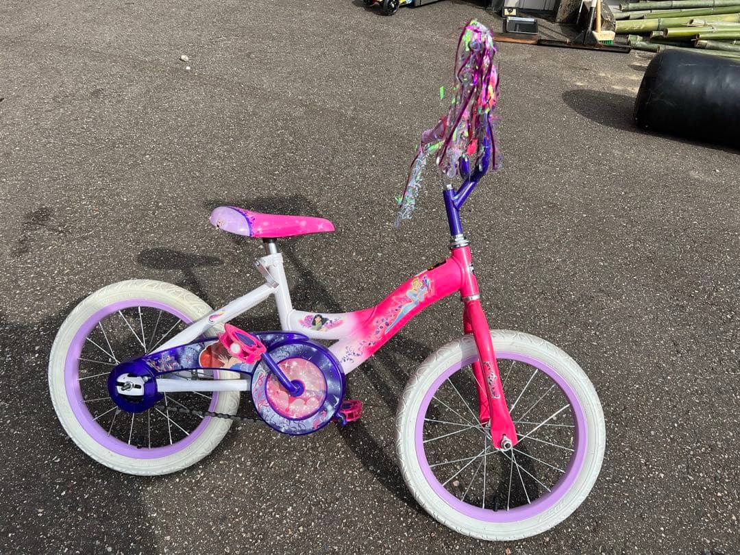 アメリカ 子供用自転車 キッズ ピンクと白 補助輪付き