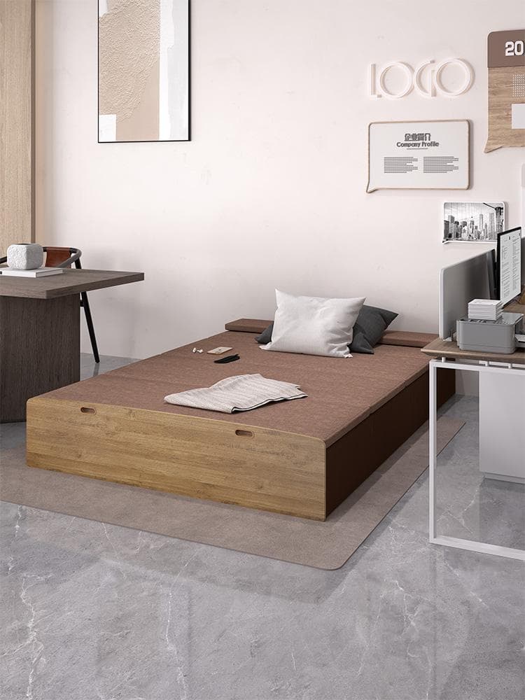 ペーパー折りたたみベッド幅100㎝高さ16㎝組立不要マットレス付き 一人暮らし