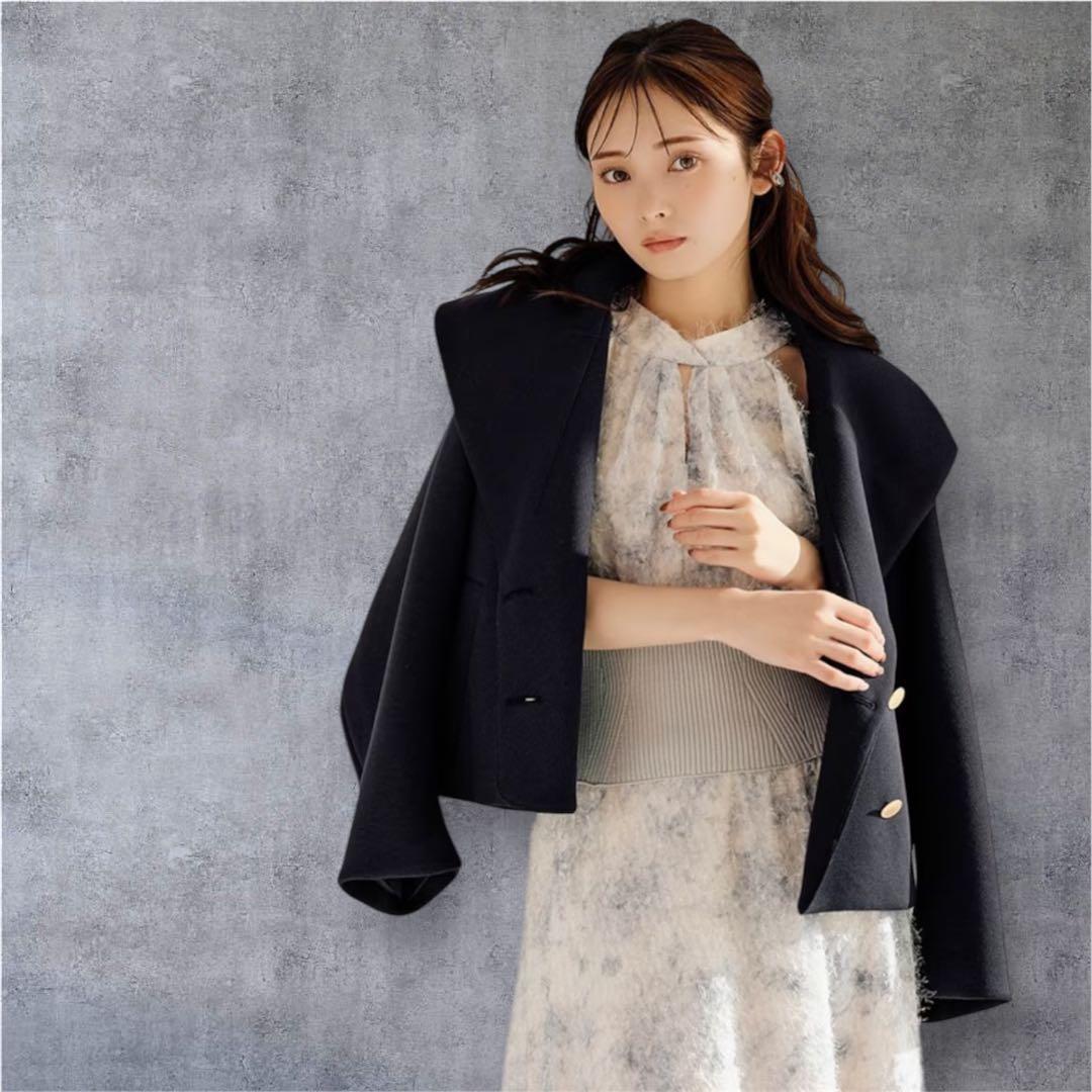 【新品未使用】SNIDEL スナイデル ／ラグランショートコート／ネイビー