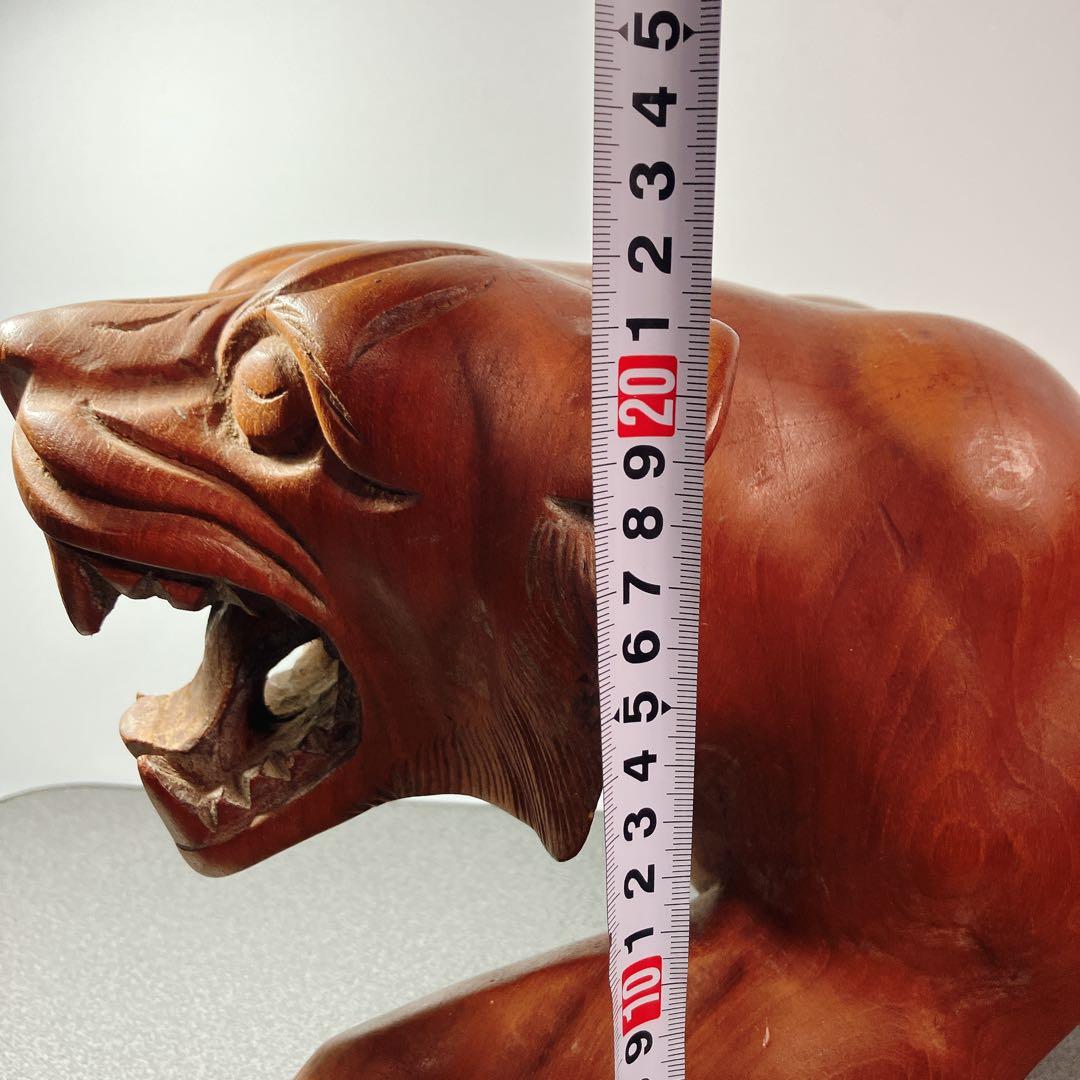 木彫り 虎 置物 全長57cm 大型 木製彫刻 オブジェ