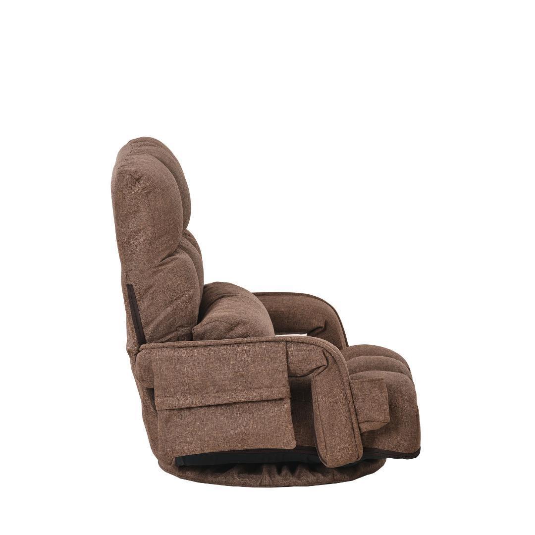 回転式座椅子肘掛けハイバック座いすリクライニング1人掛けソファー【ブラウン】