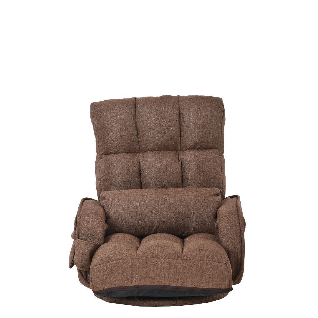 回転式座椅子肘掛けハイバック座いすリクライニング1人掛けソファー【ブラウン】