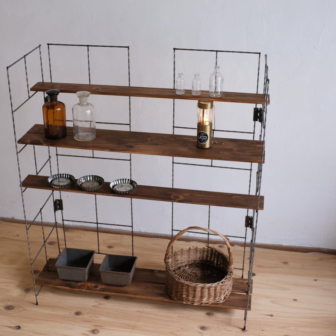無骨なアイアン＆ウッド飾り棚B　イベント什器　看板　ガーデン　シェルフ