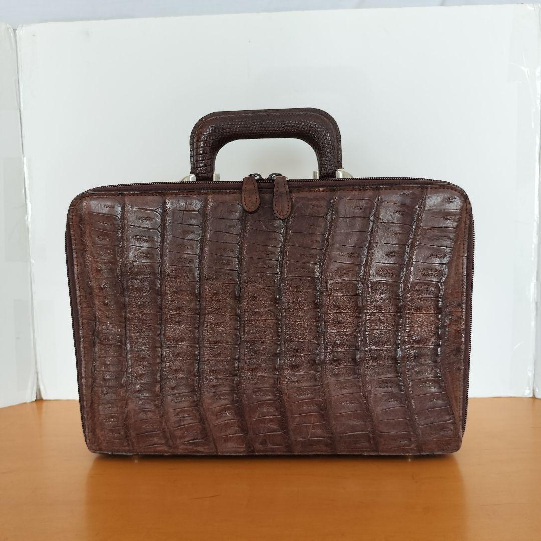 高級 クロコダイルレザー メンズ ブリーフケース JRAタグ付き