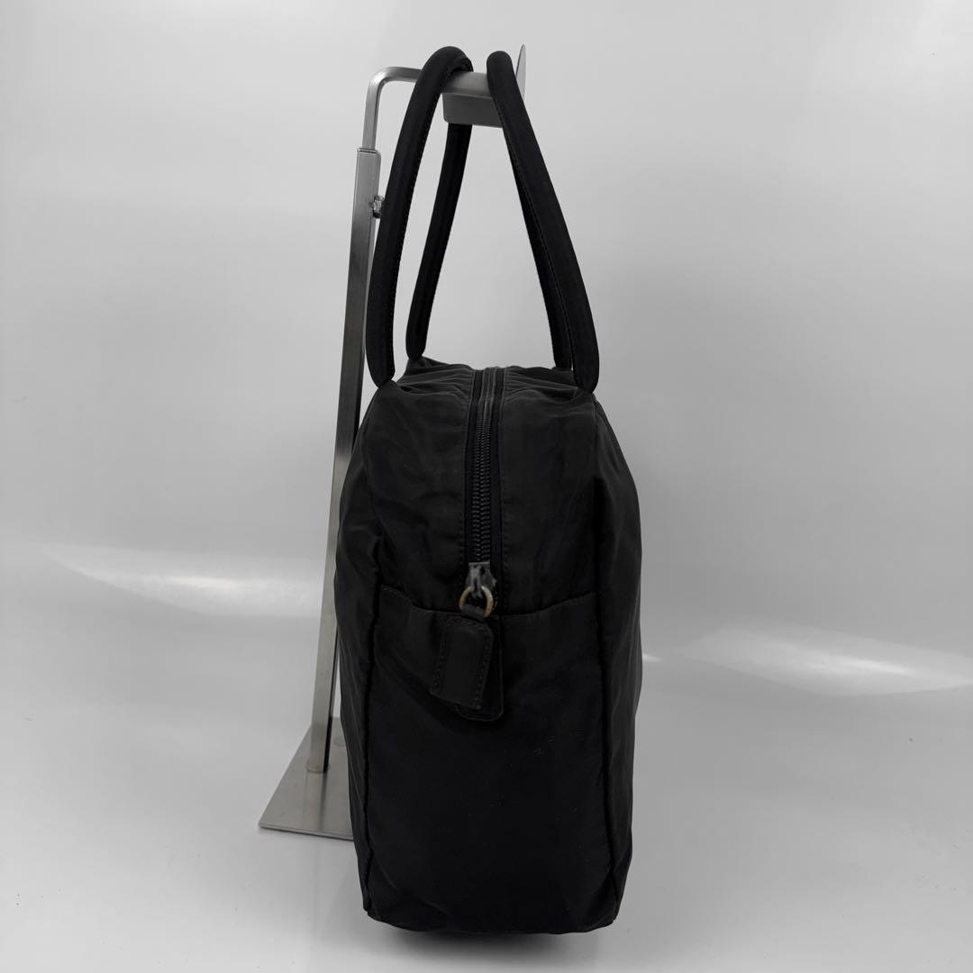 【美品】PRADA プラダ ミニボストンバッグ 三角ロゴ ナイロン 黒 白タグ