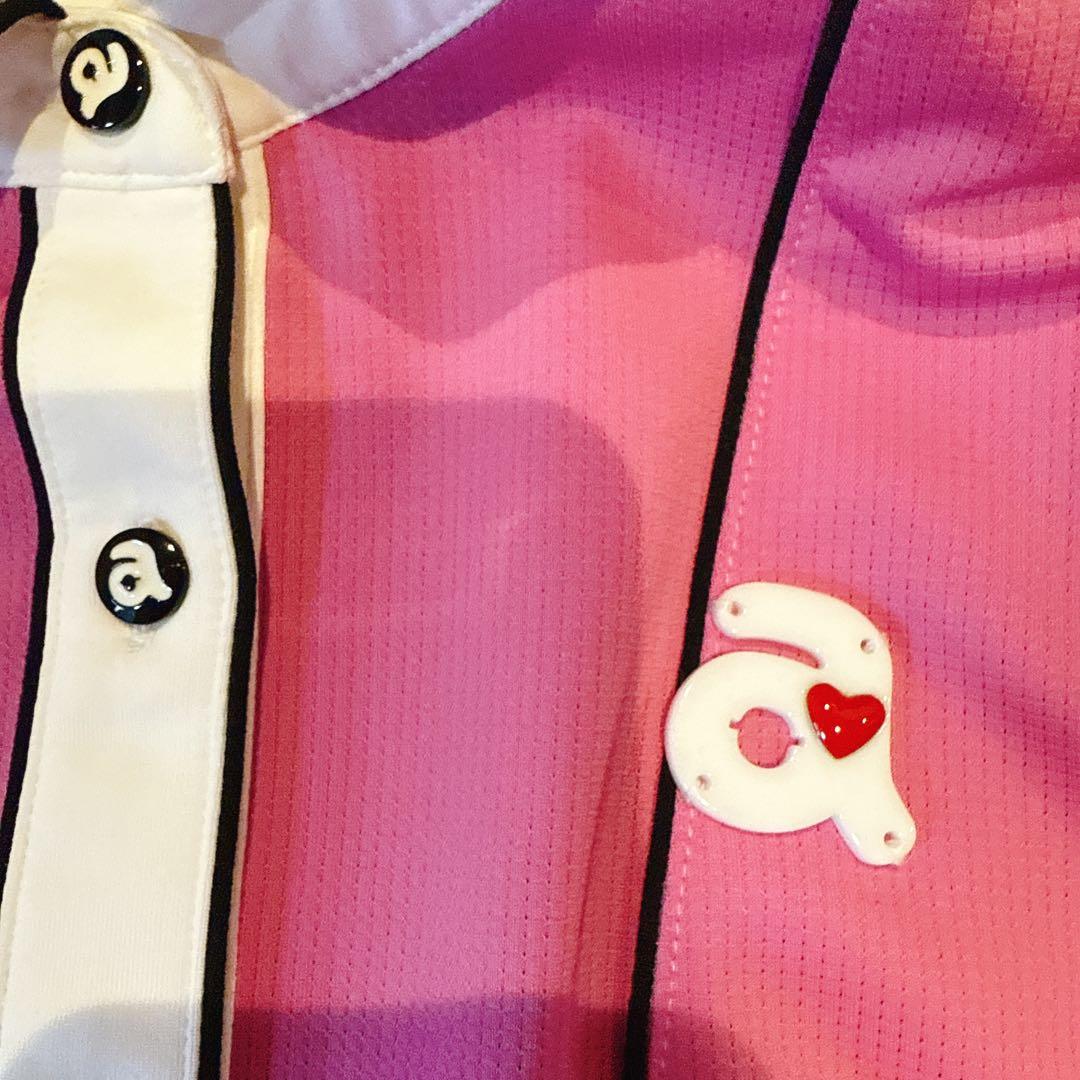 ピンク フリル付き ポロワンピース