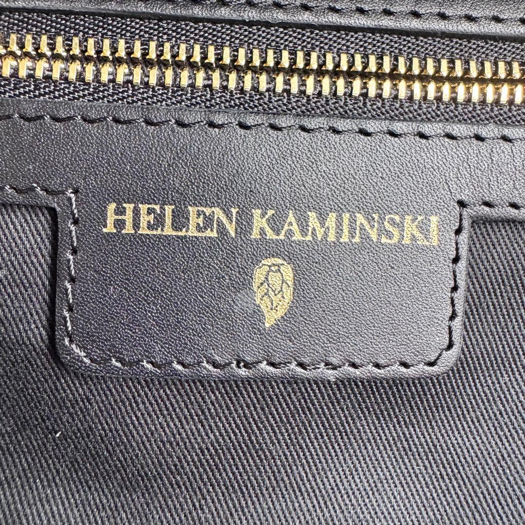 【美品】ヘレンカミンスキー ラフィア かごバッグ レザー 半月 ショルダーバッグ