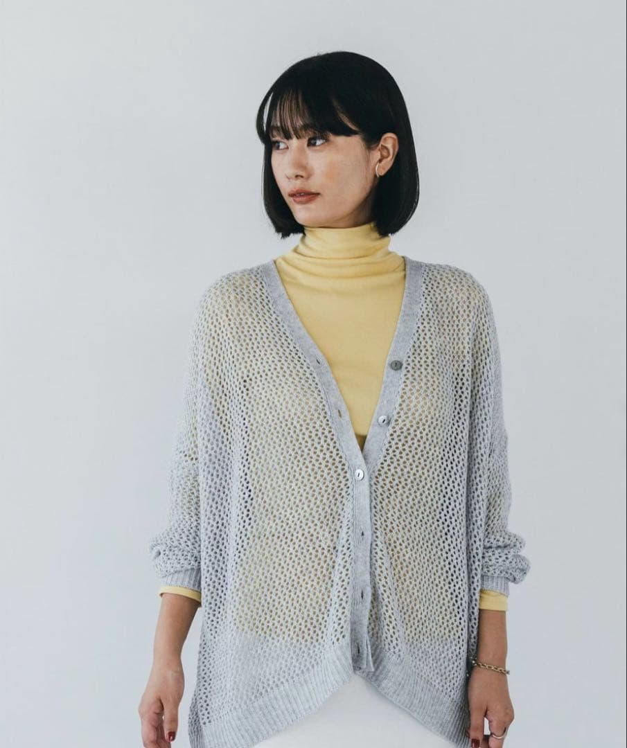 mizuiro ind メッシュカーディガン ライトグレー