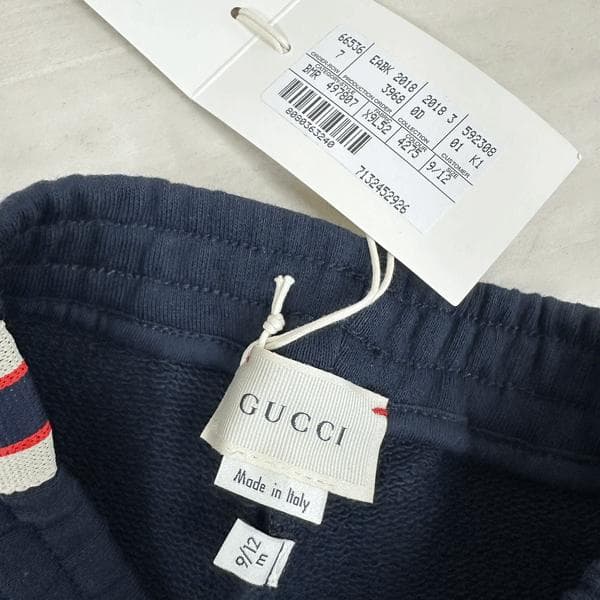 未使用　グッチ　ベビー服　スウェットパンツ　ネイビー　497807　9/12ヶ月