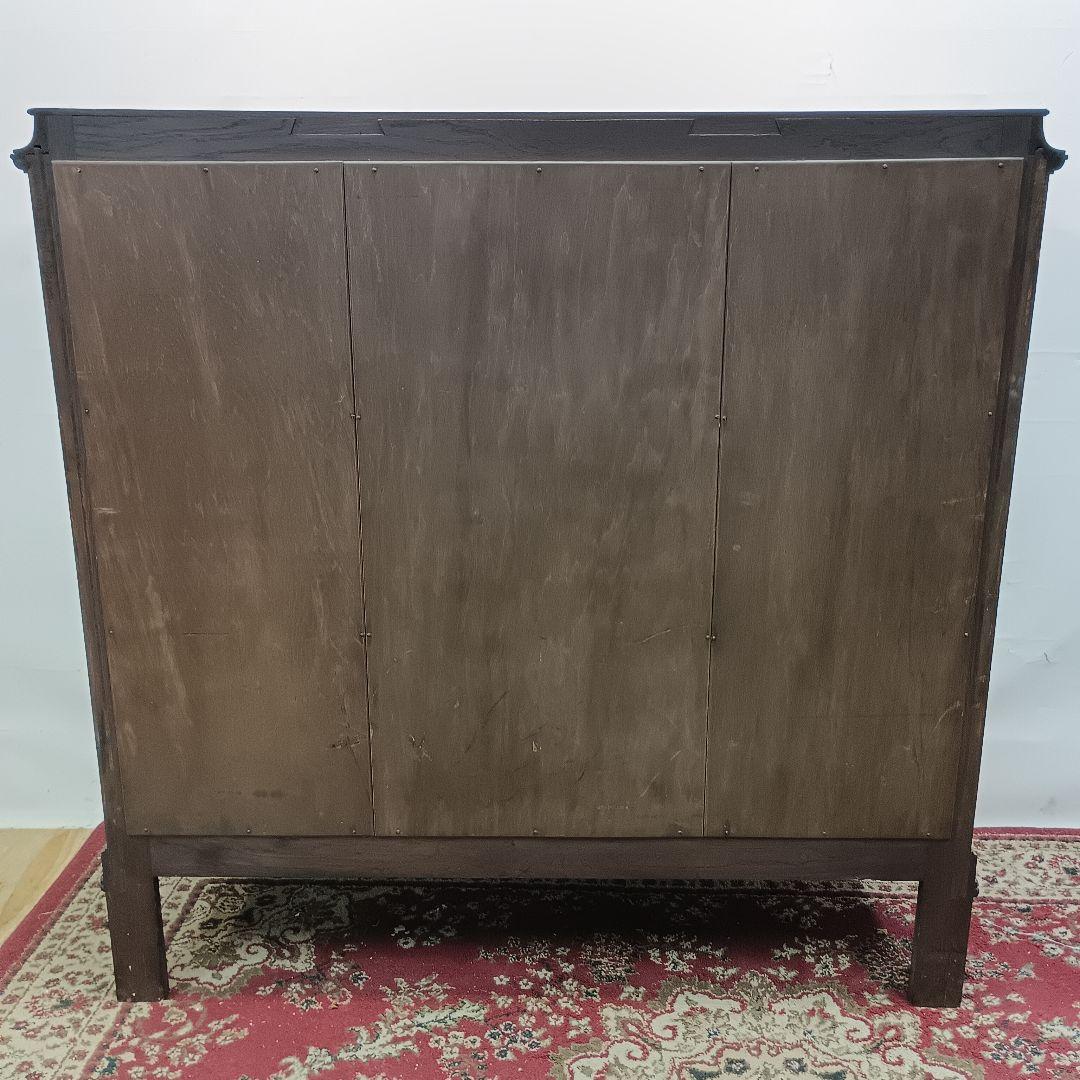 キャビネット　アンティーク　猫脚　ガラス付き　外国製