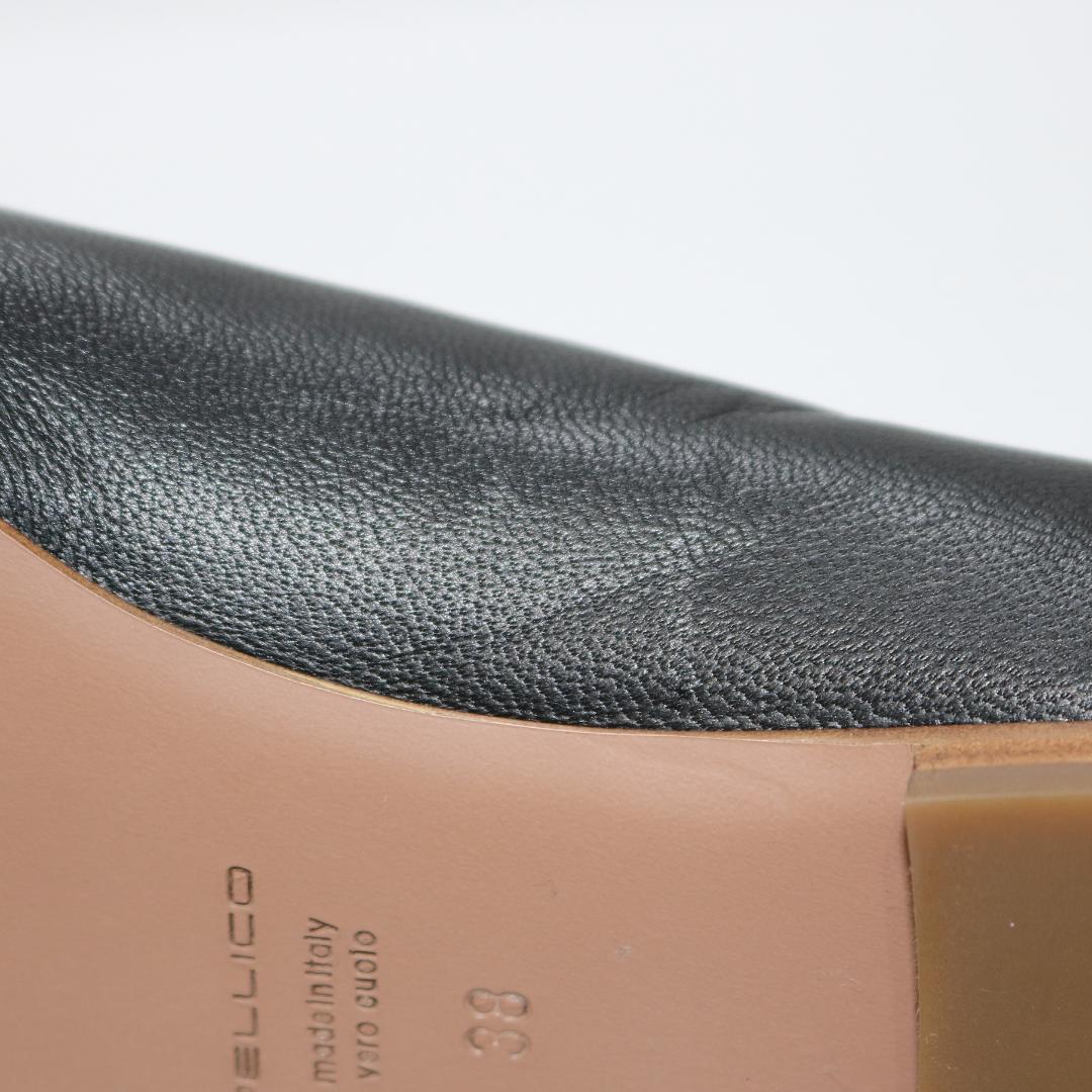 【極美品】ペリーコ ダマ フラットパンプス 38 黒 レザー スクエアトゥ 革靴