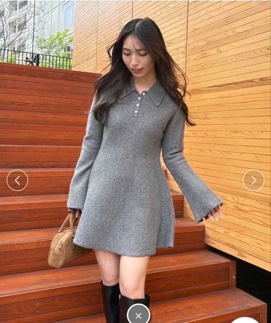 ウサギオンライン限定　フレイアイディー　フレアミニニットワンピース