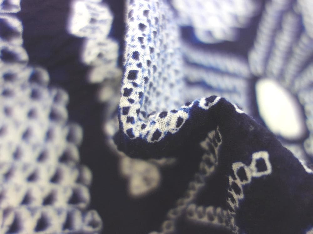 新品 有松絞り 浴衣 湯通し済 反物 藍色 蝶 手毬■N70820-2