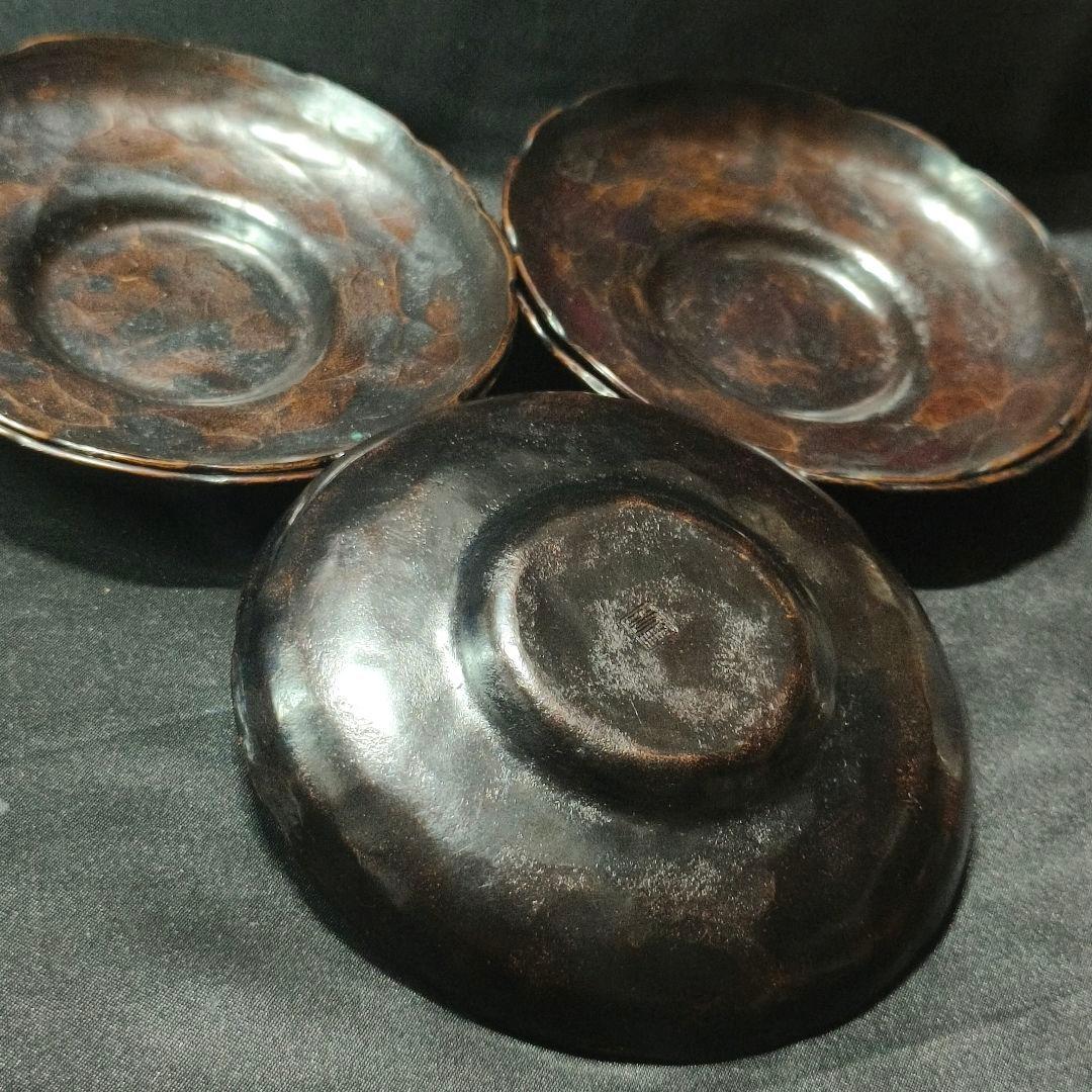 茶道具 唐金茶托 鎚起銅器 重弘造 明治骨董 桐箱 蒐集家放出美品 古美術