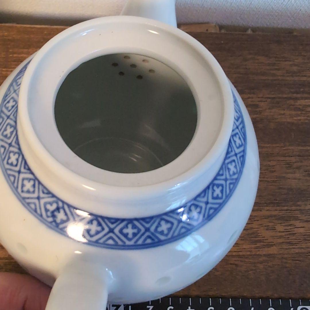 古い景徳鎮銘の蛍焼セット　中国染付　青花　蛍手アンティーク茶器　骨董