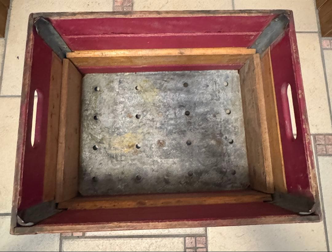 ビンテージ　木箱　金属枠 Wooden Box クレート