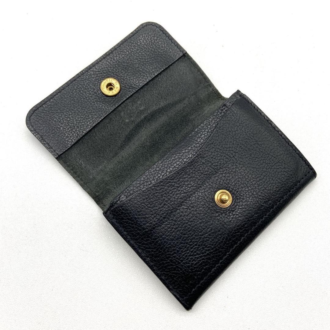 【希少】イルビゾンテ　名刺入れ　レザー　シボ革　金ボタン　ロゴ刻印　黒　極美品