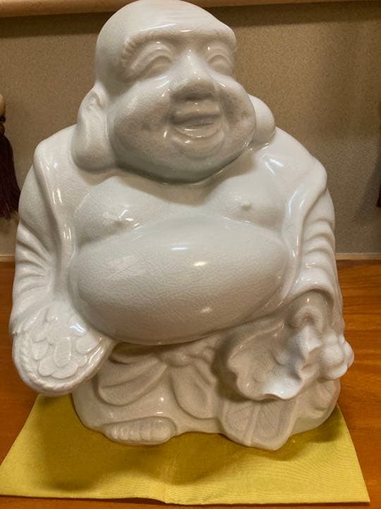 近々アカウント削除/【萩焼天鵬山窯】お顔の良い布袋様の置物/七福神/海運金運