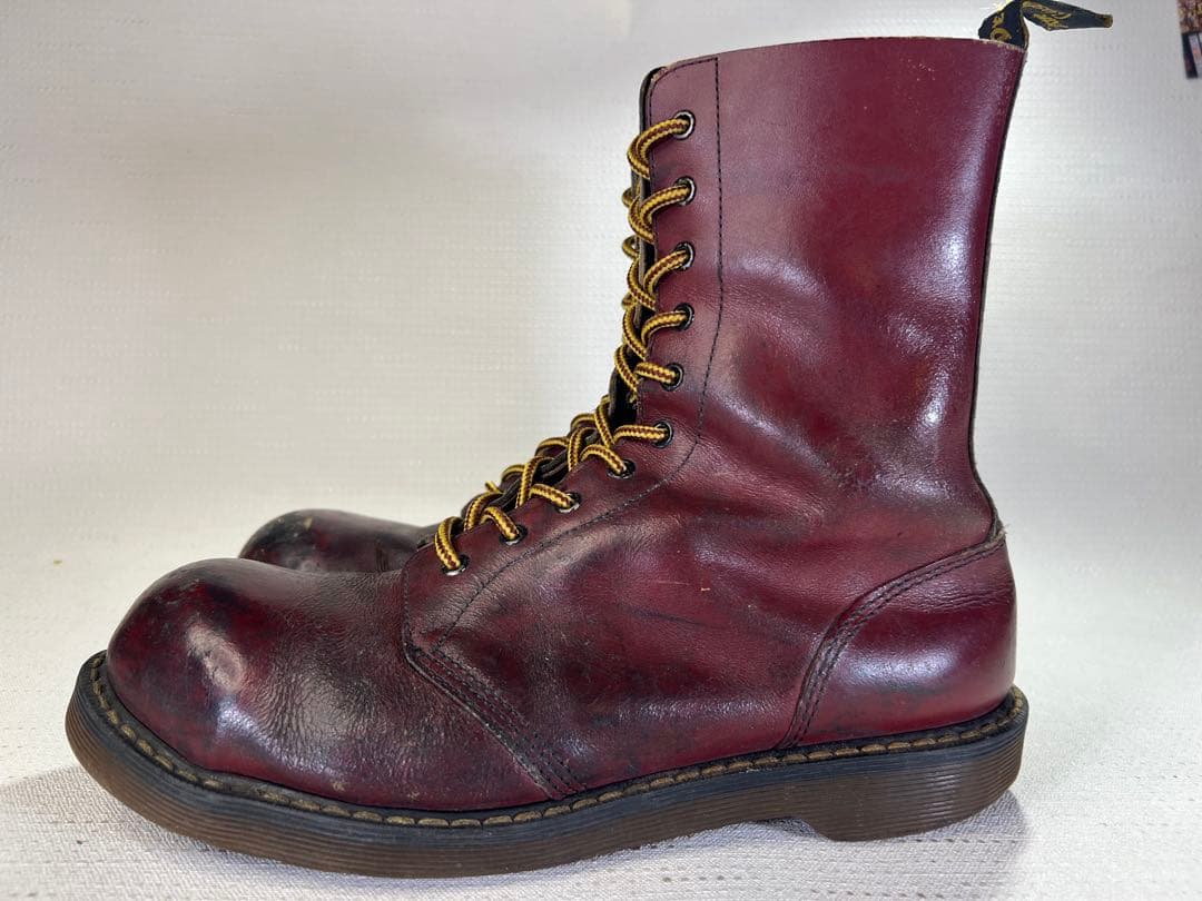 UK8_27cm Dr.Martens 10ホールブーツ スチールトゥ 英国製