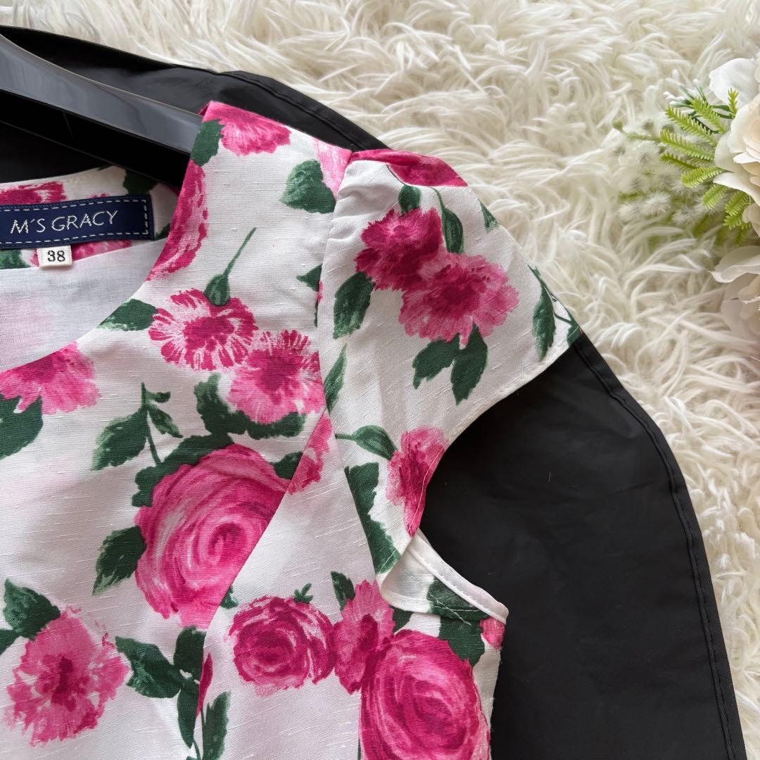 【未使用級】ウエストリボン　バルーンワンピース　エムズグレイシー　薔薇　38