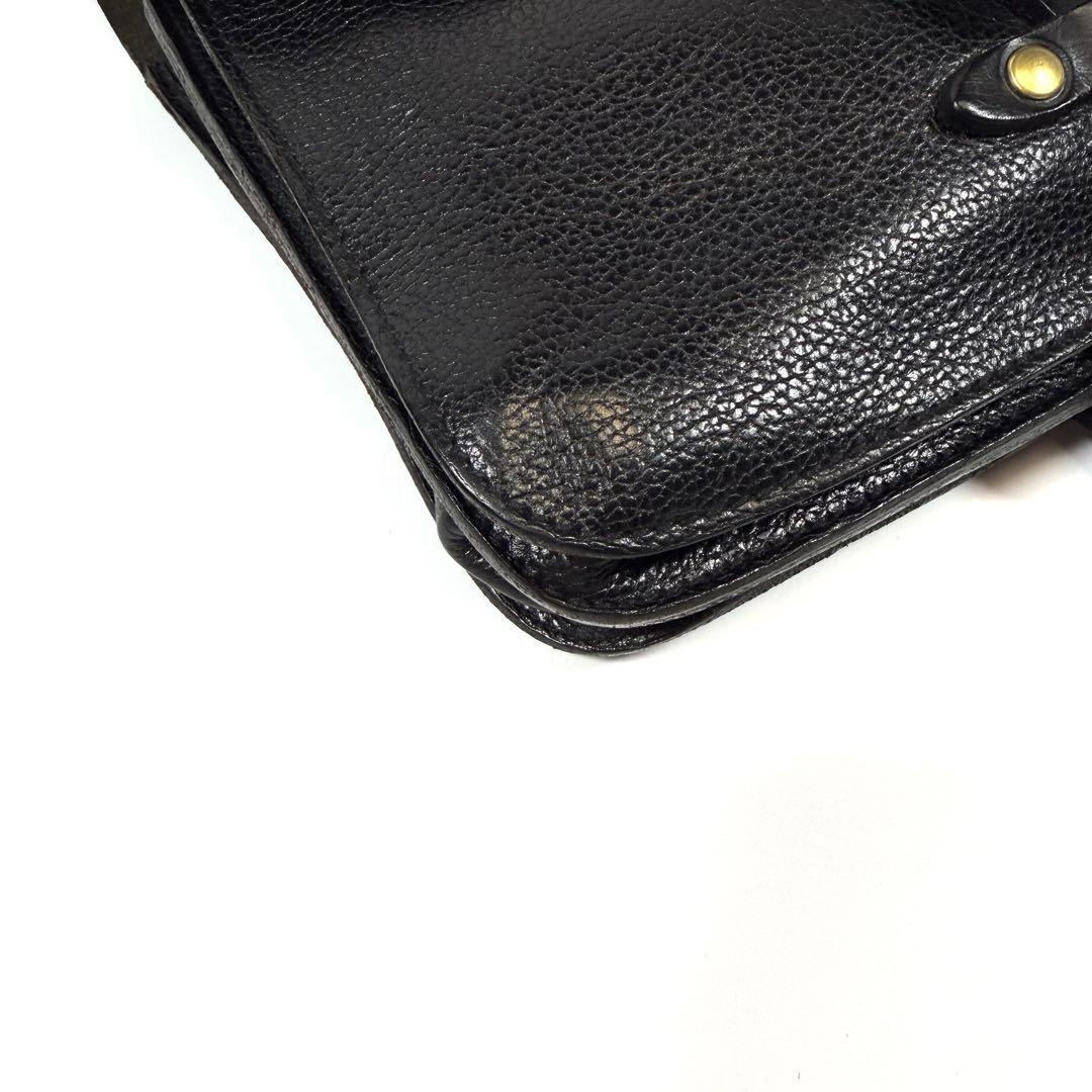 【美品】イルビゾンテ　ショルダーバッグ　レザー　シボ革　ゴールド金具　ブラック