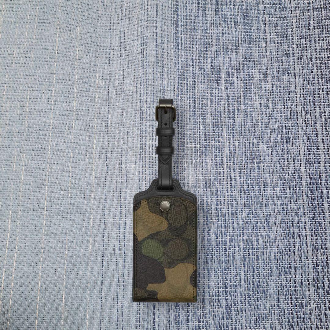 ☆SALE☆ COACH ネームタグ シグネチャー ラゲッジタグ グリーンマルチ