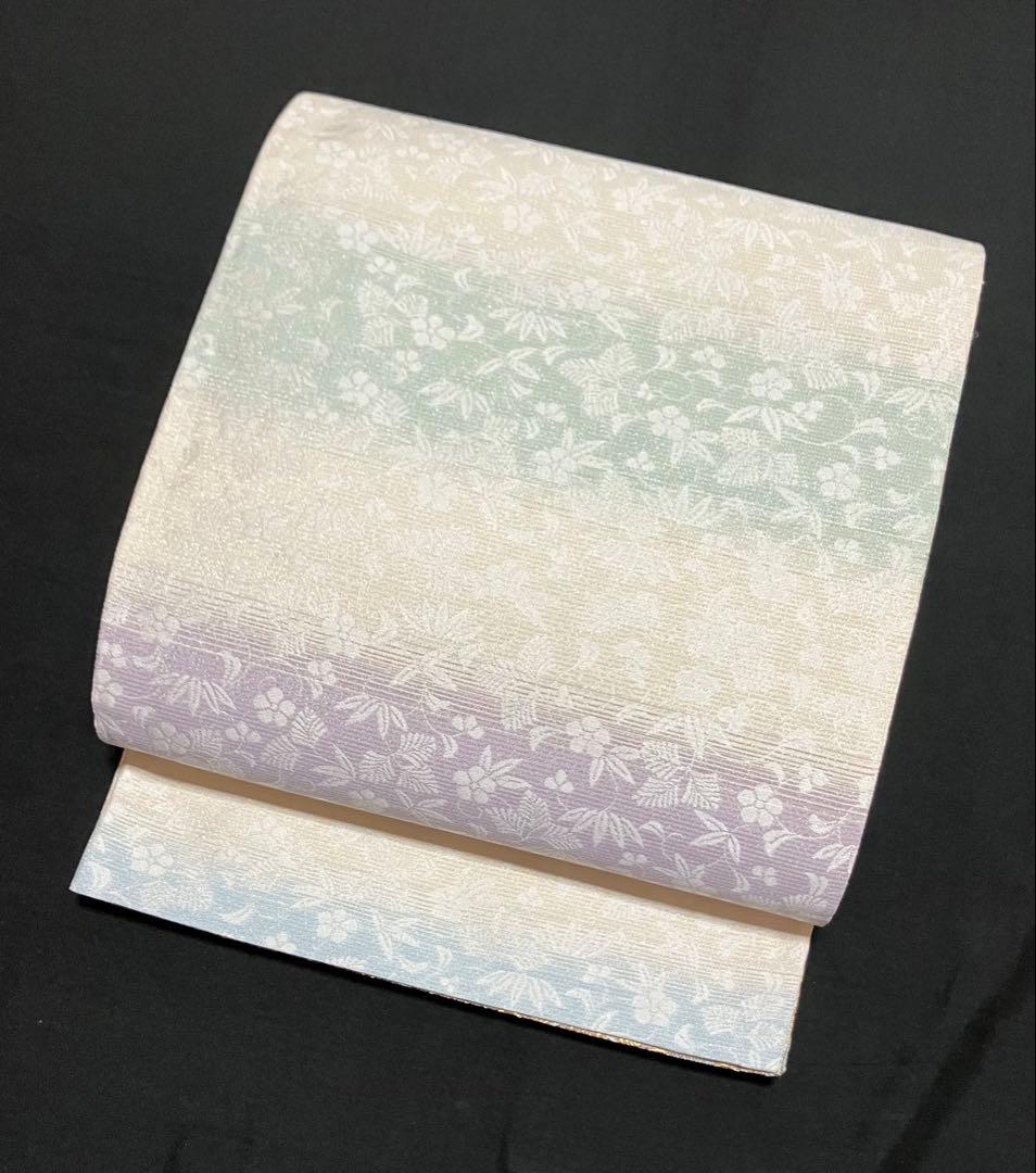 ツーシーズンリバーシブル袋帯 全通柄 正絹 正倉院百彩文 未使用に近いイ6524