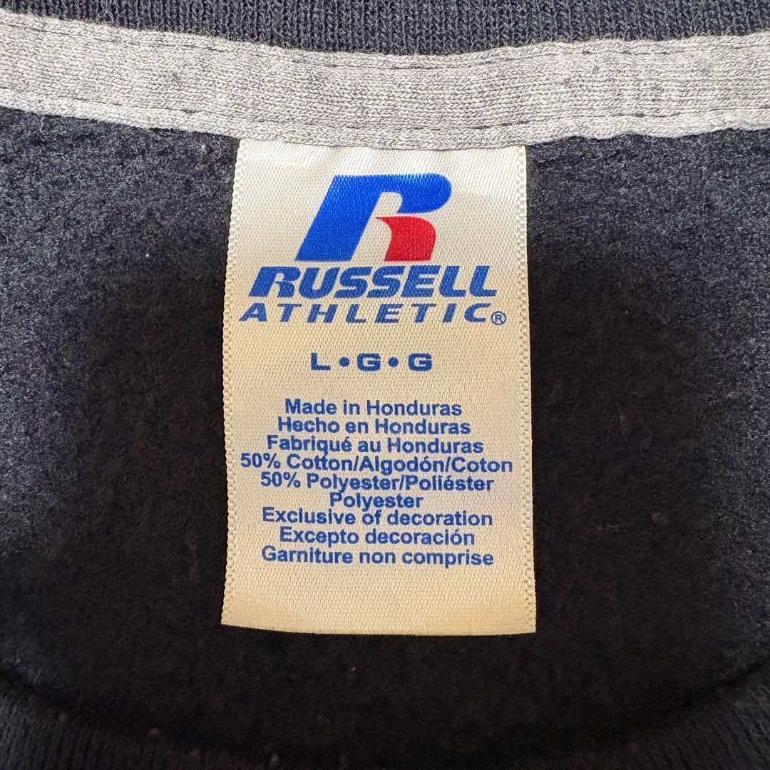 00s RUSSELL ラッセル　前V スウェット　トレーナー　黒　無地　L