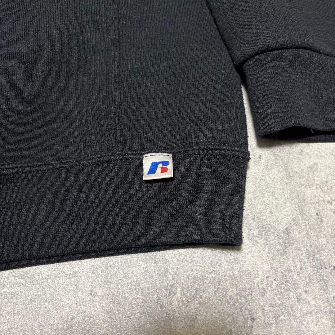 00s RUSSELL ラッセル　前V スウェット　トレーナー　黒　無地　L