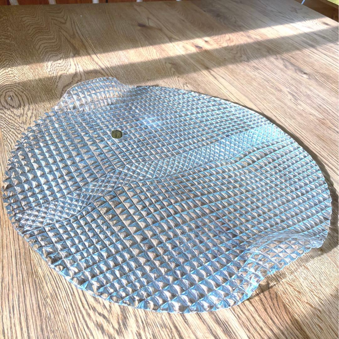 【新品未使用】ボヘミアクリスタル ガラス 340mm 大型 プレート皿 チェコ製