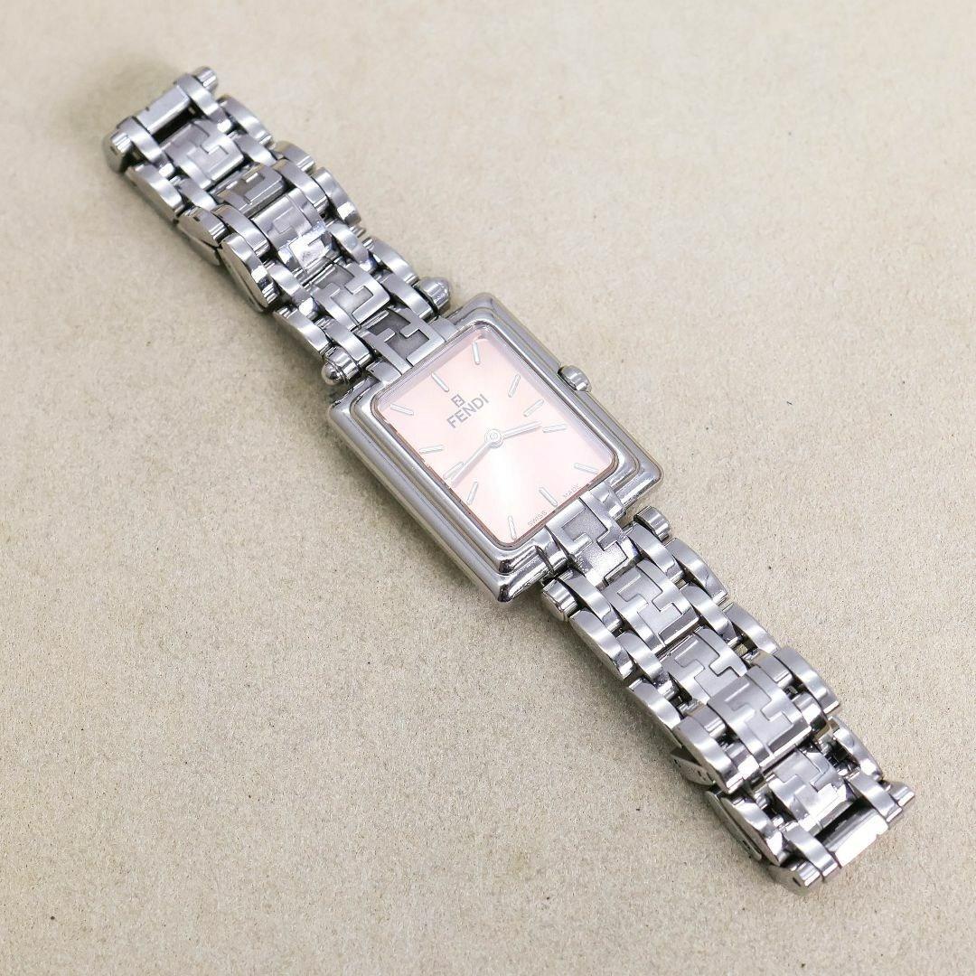 稼働 FENDI 腕時計 710L サーモンピンク スクエア レディース1851