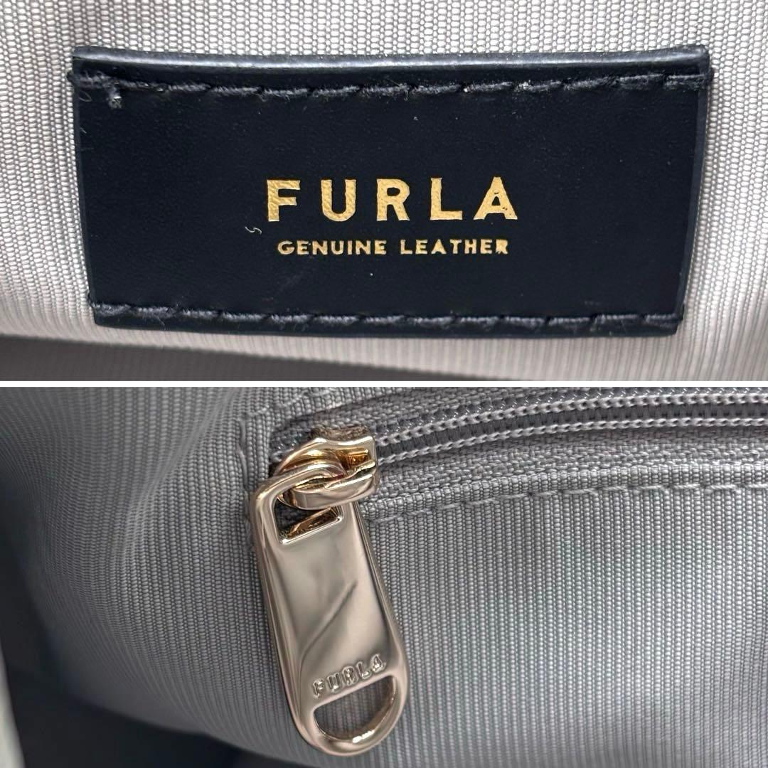 ✨極美品✨フルラ　アテナ　ショルダーバッグ　2WAY　アーチロゴ　巾着　グレー